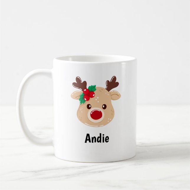 Mug Bouge Cadeau Personnalisée Face Reindeer (Gauche)