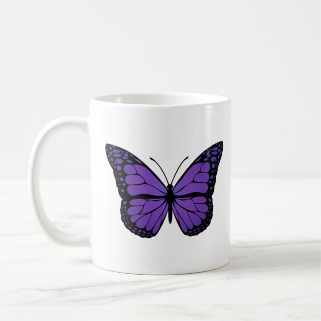 Mug Bouge de papillons - Papillon mauve - Cadeau parfa (Gauche)
