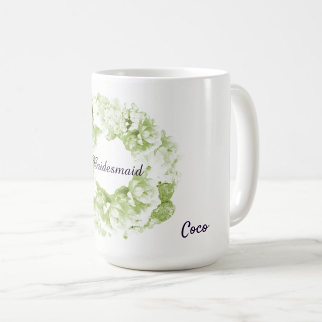 Mug Bougie de café de femme de chambre verte monochrom (Devant droit)