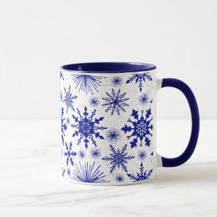 Mug Bougie De Noël Motif De Flamme De Neige Bleu Et Bl