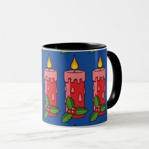 Mug Bougie de Pilier Rouge de Noël avec Holly
