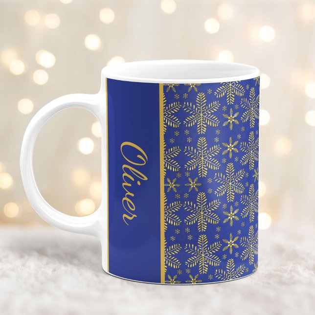 Mug Boule de Noël Blue and Gold avec nom (Créateur téléchargé)
