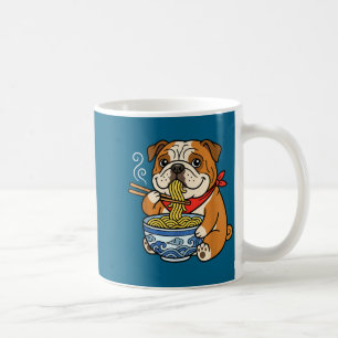 Mug Bouledogue anglais mangeant du Ramen, illustration