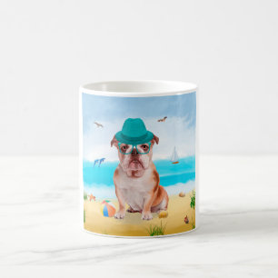 Mug Bouledogue anglais sur la plage