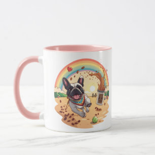 Mug Bouledogue français joyeux & Éclaboussure de café