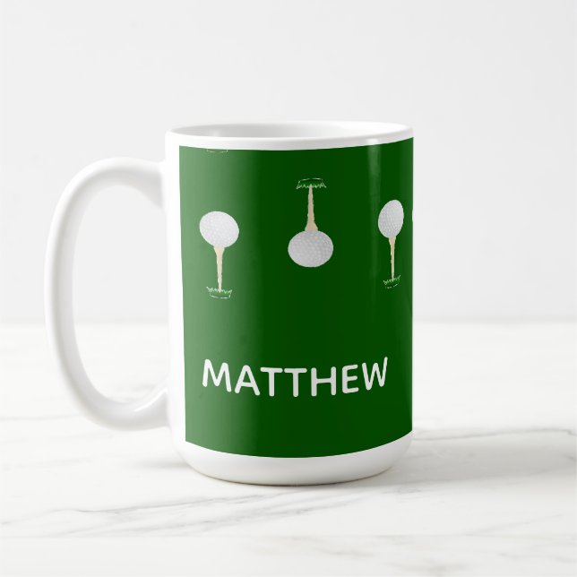 Mug Boules de golf Monogram motif sur vert (Gauche)