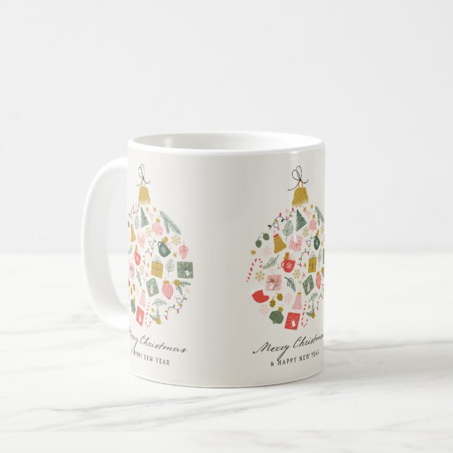 Mug Boules de Noël Vintage (Devant gauche)