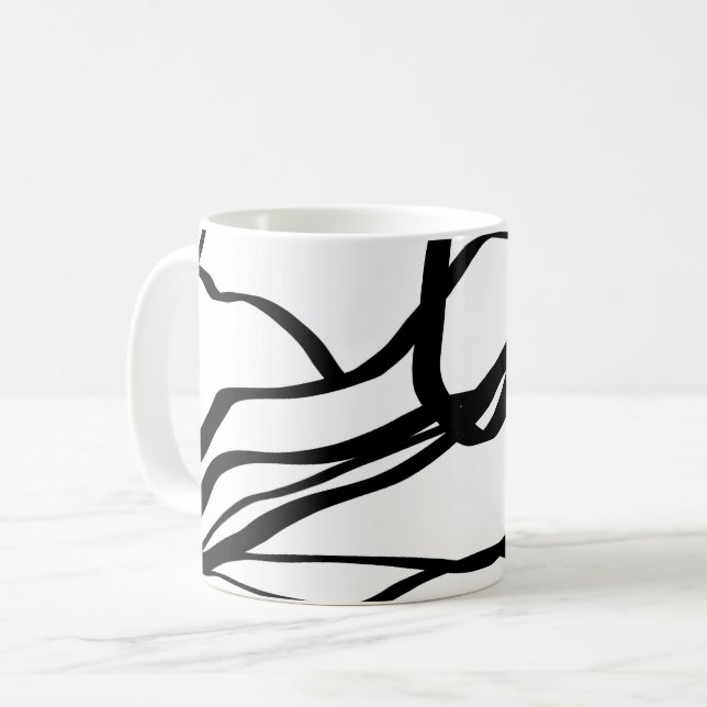 Mug Bouquet Blanc : Abstrait blanc & noir (Devant gauche)