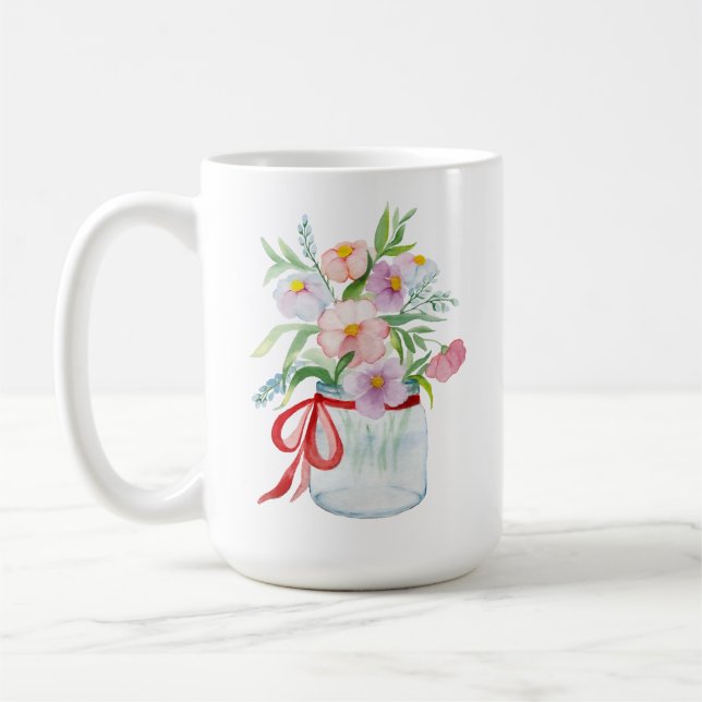 Mug Bouquet d'aquarelle de fleurs dans un vase avec un (Gauche)