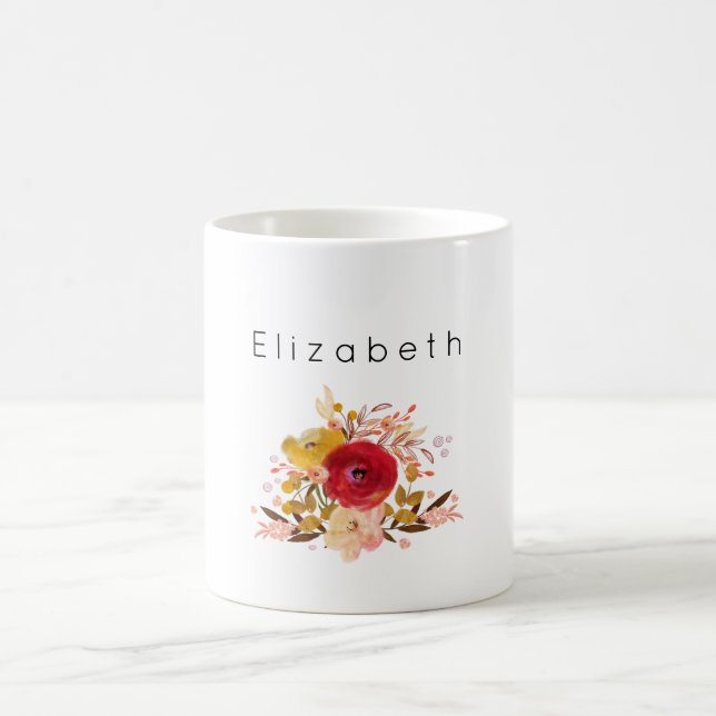 Mug Bouquet d'aquarelle florale mignonne personnalisé (Centre)