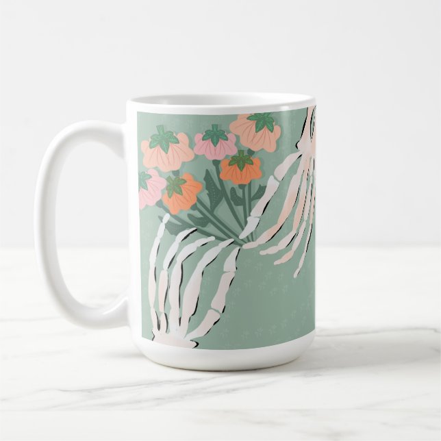 Mug Bouquet de citrouilles squelettes Halloween  (Gauche)