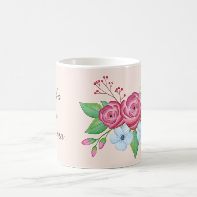 Mug Bouquet de fleur d'aquarelle de la meilleure (Centre)