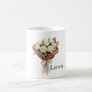 Mug Bouquet de fleurs d'amour de roses blanches