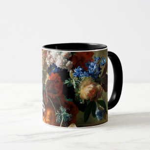 MUG BOUQUET DE FLEURS DANS UNE URNE EN NOIR