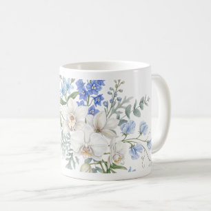 Mug Bouquet de fleurs d'orchidées, floral aquarelle 