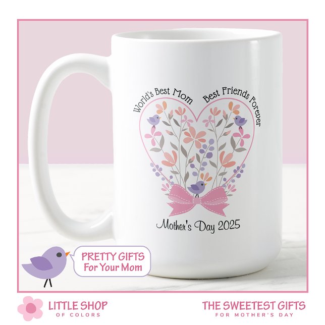 Mug Bouquet de fleurs roses avec Bow Fête des Mères (Créateur téléchargé)
