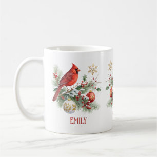Mug Bouquet de houx de Noël Cardinal Rouge