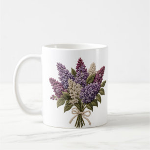 Mug Bouquet de lilas brodé – Lin à faux broderie