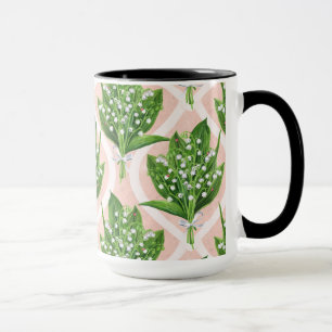 Mug Bouquet de lys de la vallée fleurs sur rose
