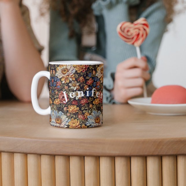 Mug Bouquet de peinture à l'huile de pâte à café Fleur (Créateur téléchargé)