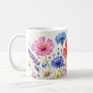 Mug Bouquet de prairie fleurie aux fleurs sauvages aqu