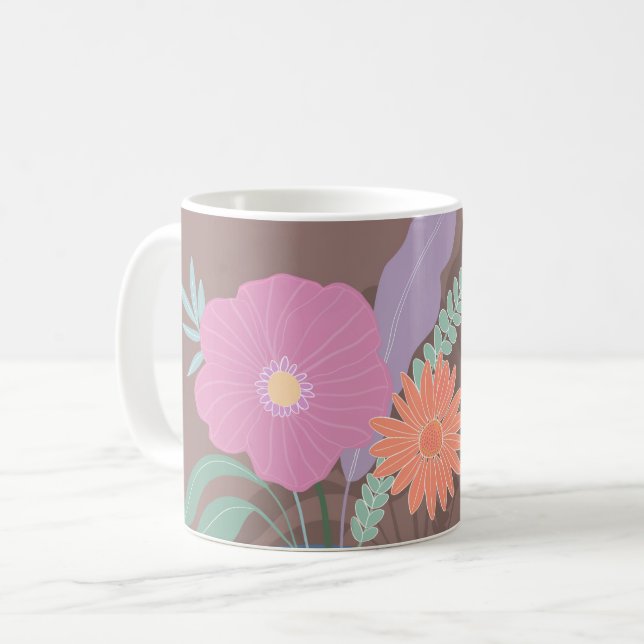Mug Bouquet de printemps mignon des fleurs modernes (Devant gauche)