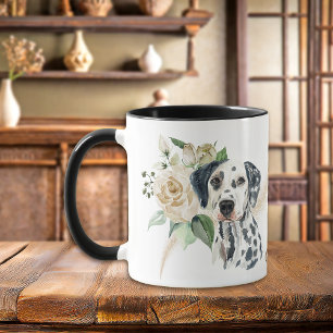 Mug Bouquet de rose blanche Chien dalmate