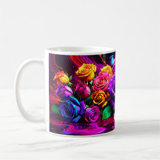 Mug Bouquet de roses de peinture humide, stylisé, pers