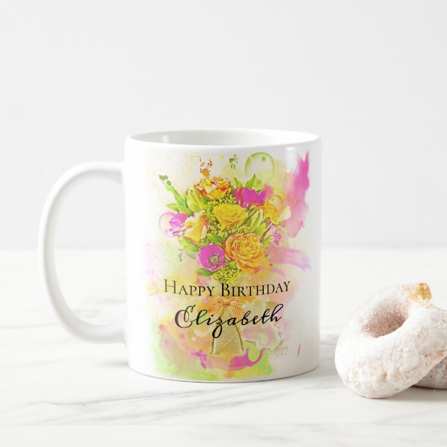 Mug Bouquet du Watercolor (Avec donut)