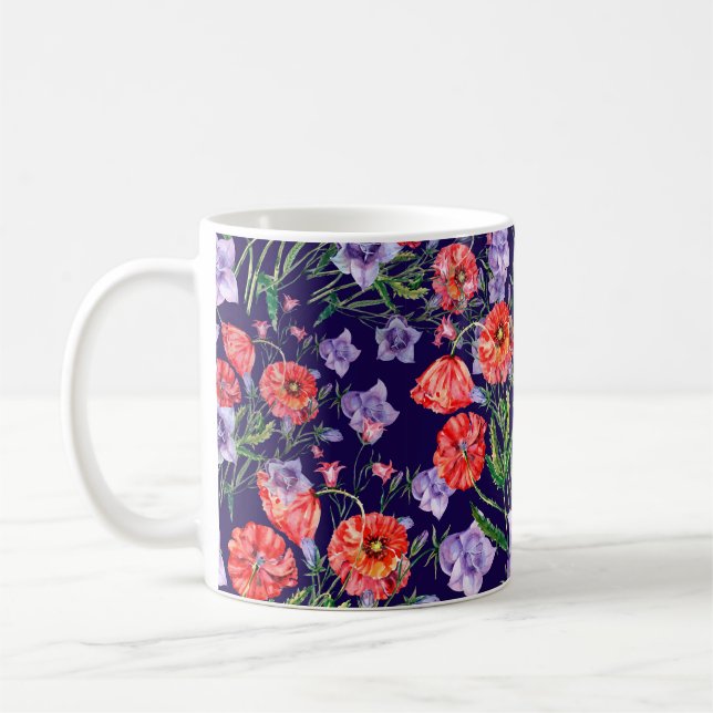 Mug Bouquet fleur de cloche bleue, fleur de cloche ros (Gauche)