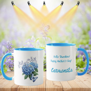 Mug Bouquet Floral d'Hydrangea Bleu