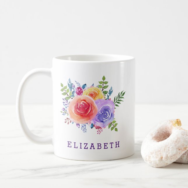 Mug Bouquet Floral Rose (Avec donut)
