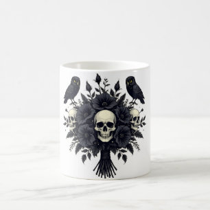 Mug Bouquet gothique avec 3 crânes et 2 hiboux