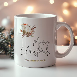 Mug Bouquet minimaliste en coton de Noël