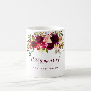 Mug Bourgogne Rouge Floral Boho Retraite Party Cadeau