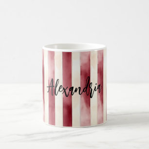 Mug Bourgogne Rouge Rayures Crème de Noël