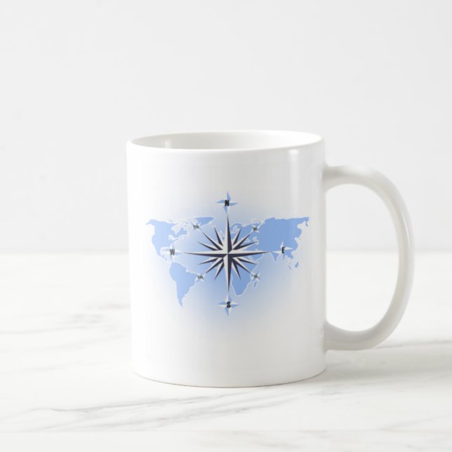 Mug Bousses de cartes du monde Rose Compass (Droite)