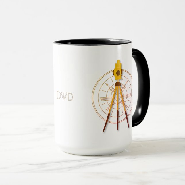 Mug Boussole faite sur commande d'arpenteur de terre (Devant droit)