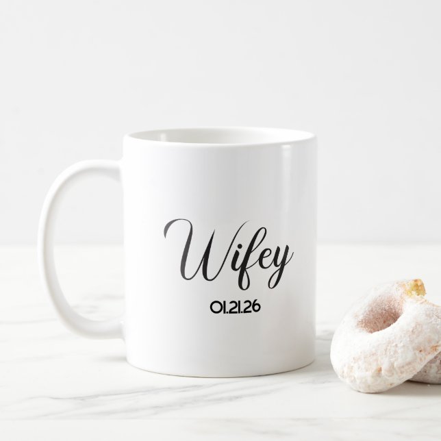 Mug Bouteille à café Mariage Wifey (Avec donut)