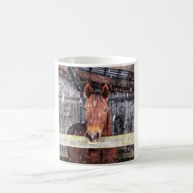 Mug Bouteille à cheval neigeux (Centre)