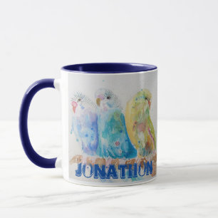 Mug Bouteille à trois sièges Aquarelle bleu