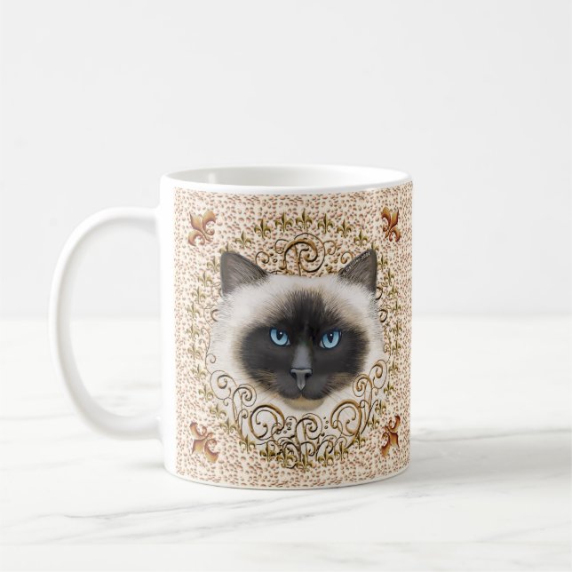 Mug Bouteille Birman Cat Fleur De Lis (Gauche)