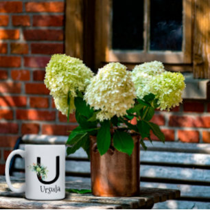Mug Bouteille de café de retraite monogramme de fleur