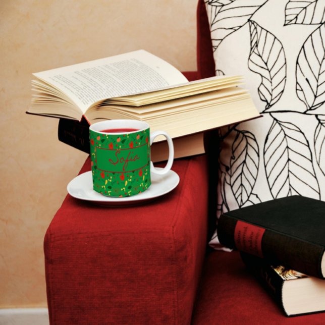 Mug Bouteille de café fleur sauvage motif rouge pavot (Créateur téléchargé)