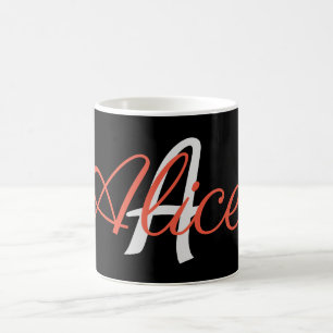 Mug Bouteille de café monogramme glamour noir et blanc