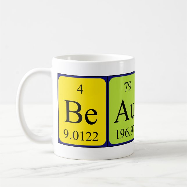 Mug Bouteille de nom de table périodique Beaulah (Gauche)