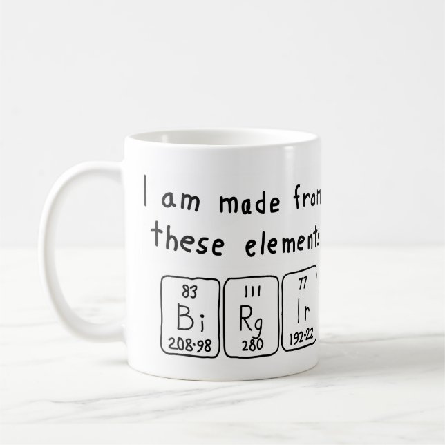 Mug Bouteille de nom de table périodique Birgir (Gauche)