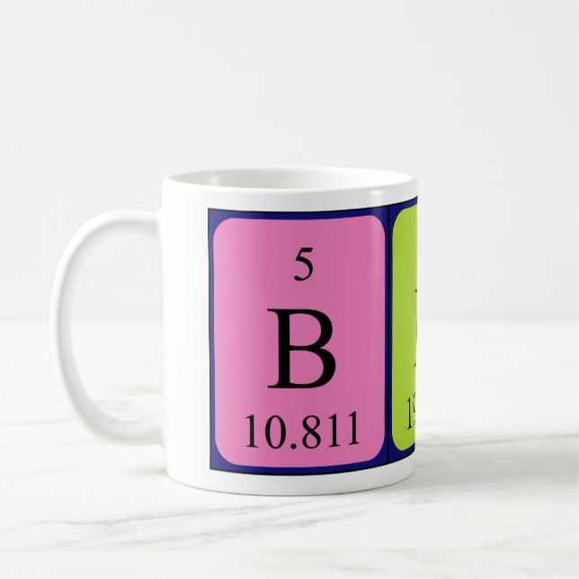 Mug Bouteille de nom de table périodique Birta (Gauche)