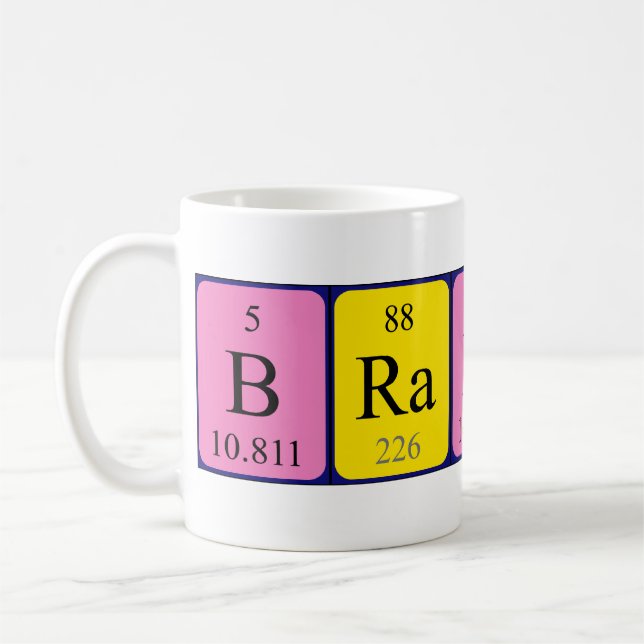 Mug Bouteille de nom de table périodique Brandi (Gauche)