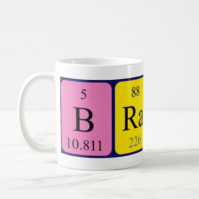 Mug Bouteille de nom de table périodique Brandi (Gauche)
